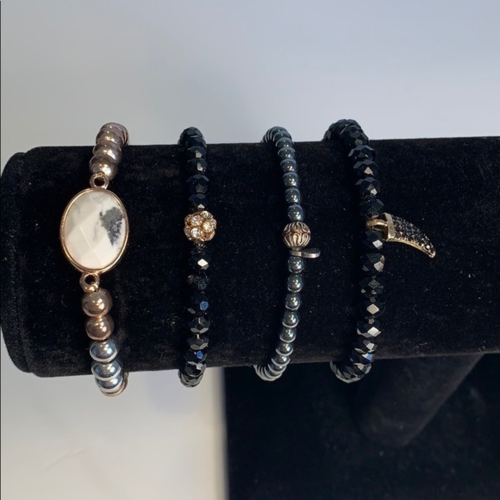 Moon and Stars Glass Bead Bracelet Set